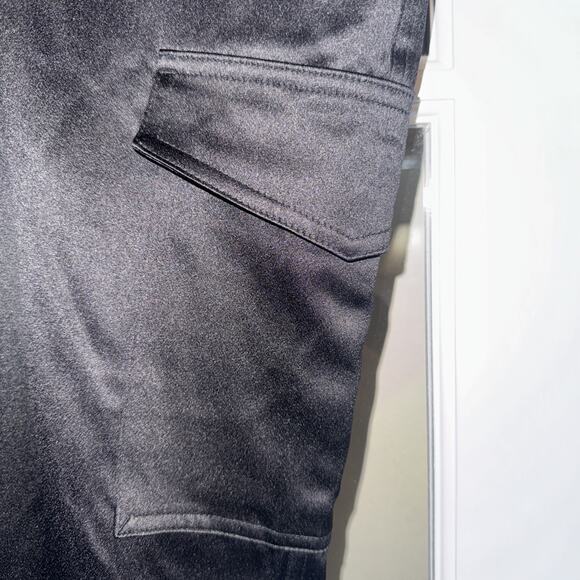 Chico's Plus Size Women's 4 Black Cropped pants with belt cargo pocket satin - Picture 2 of 8